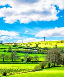 Green Hills And Cloudy Sky paint by numbers