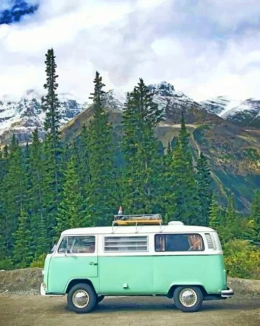 Green Volkswagen Van paint by numbers