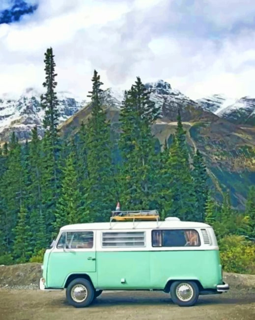 Green Volkswagen Van paint by numbers