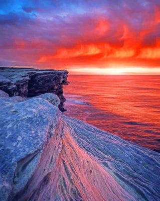 Grey Cliff Beside Ocean paint by numbers