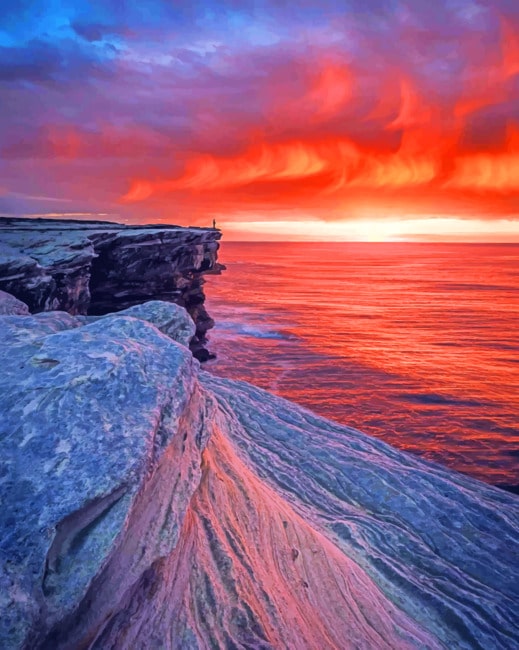 Grey Cliff Beside Ocean paint by numbers