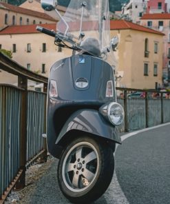 Dark Grey Scooter In The Street paint by numbers