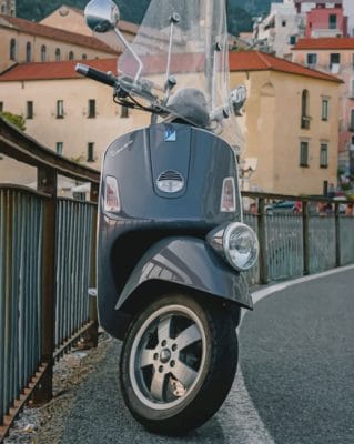 Dark Grey Scooter In The Street paint by numbers