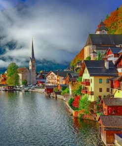 Hallstatt Village And Lake In Austria paint by numbers