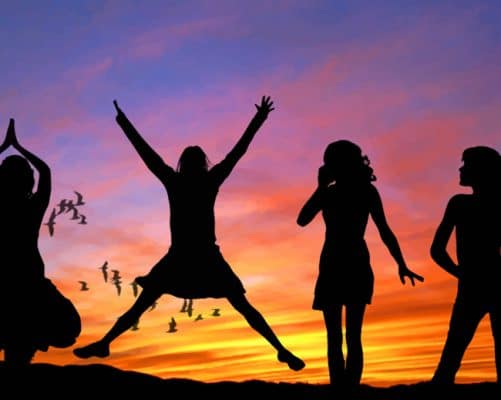 Happy Women Silhouette paint by numbers