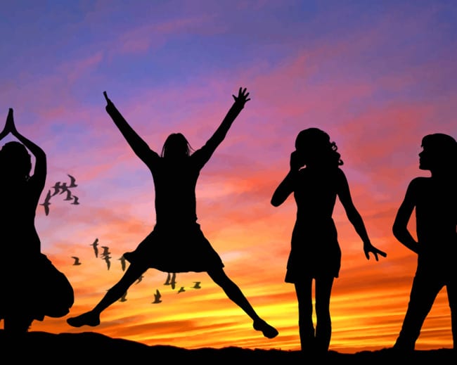 Happy Women Silhouette paint by numbers