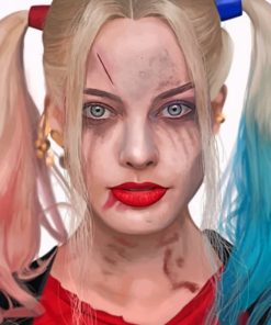 Harley Quinn With A Scar On The Face paint by numbers