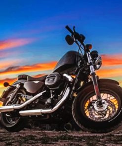 Harley Davidson And Sunset Sky paint by numbers