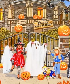 Haunted Halloween House paint by numbers