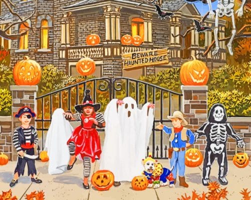 Haunted Halloween House paint by numbers