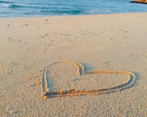 Heart Drawn On Sand painting by numbers