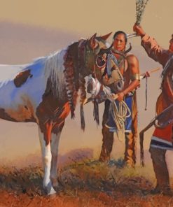 Native Indians And A Horse paint by numbers