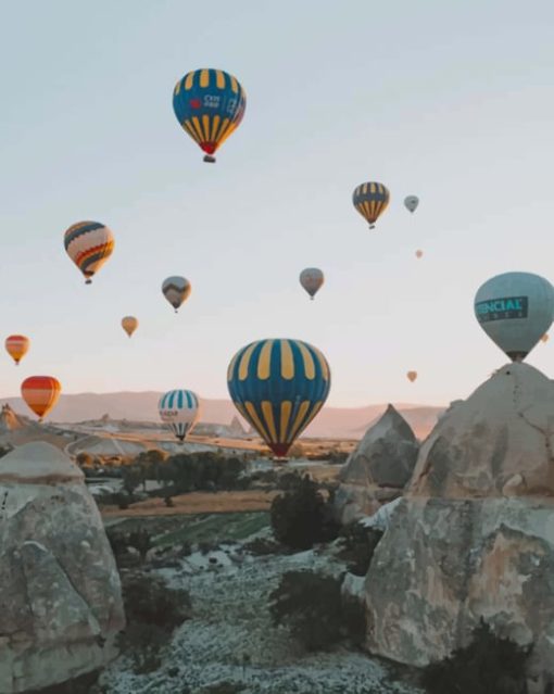 Hot Air Balloons In A Landscape paint by numbers