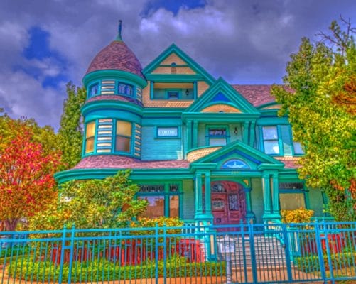 Blue House In Los Angeles paint by numbers