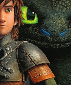 Hiccup With His Black Dragon paint by numbers