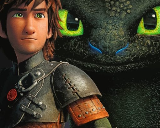 Hiccup With His Black Dragon paint by numbers