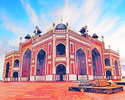 Humayuns Tomb Delhi India paint by numbers