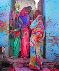 Indian Girl In Holi Color painting by numbers