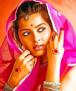 Indian Woman painting by numbers