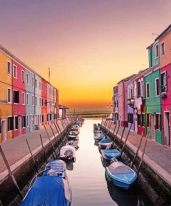 Italian Canal At Sunset paint by numbers