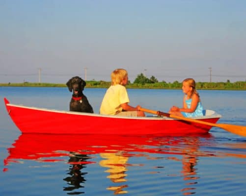 Kids Riding A Skiff painting by numbers