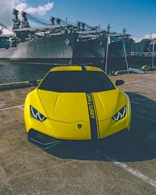 Yellow Lamborghini painting by numbers