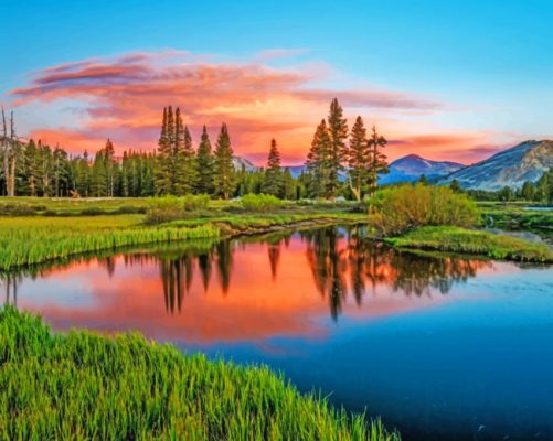 Sunset Reflection On The Lake paint by numbers