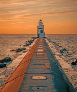 Light House During Sunset Time painting by numbers