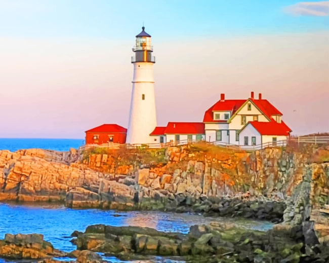 Lighthouse Cap Elizabeth paint by numbers