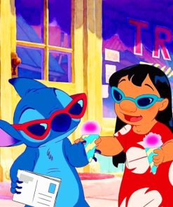 Lilo And Stitch Eating Ice Cream paint by numbers