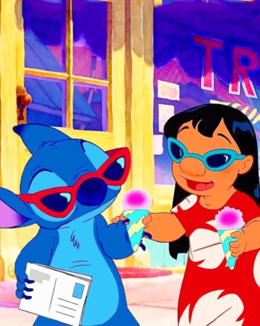 Lilo And Stitch Eating Ice Cream paint by numbers