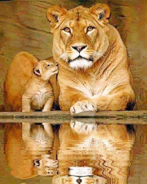 Lioness And Cub painting by numbers