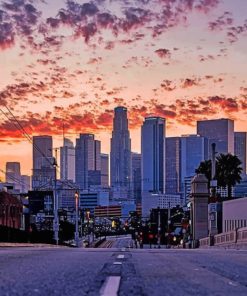 Los Angeles Skyscrapers At Sunset paint by numbers