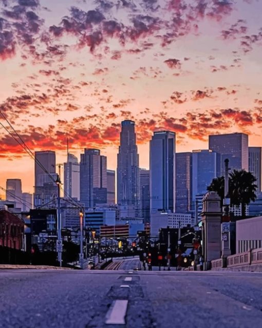 Los Angeles Skyscrapers At Sunset paint by numbers