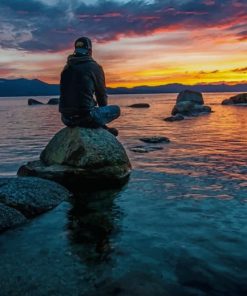 Man Enjoying The Sunset View paint by numbers