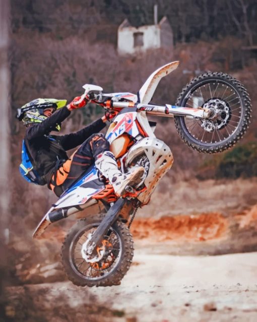Motorcross On One Wheel paint by numbers