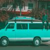 Man Sitting On A Blue Van paint by numbers