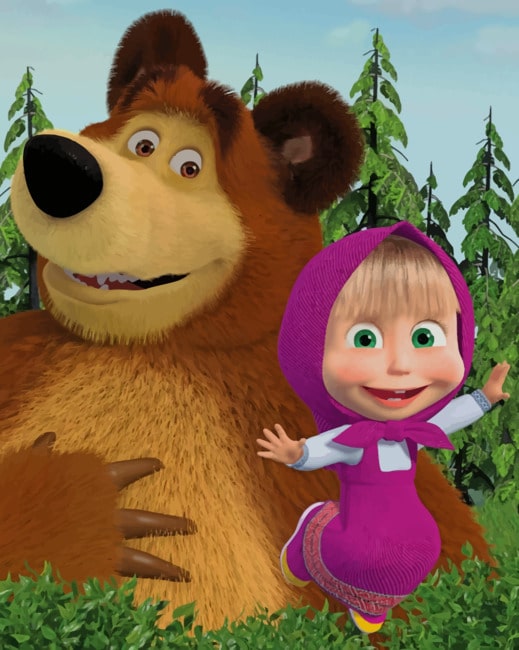 Masha And The Bear Mishka painting by numbers
