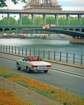 White Convertible Mercedes paint by numbers