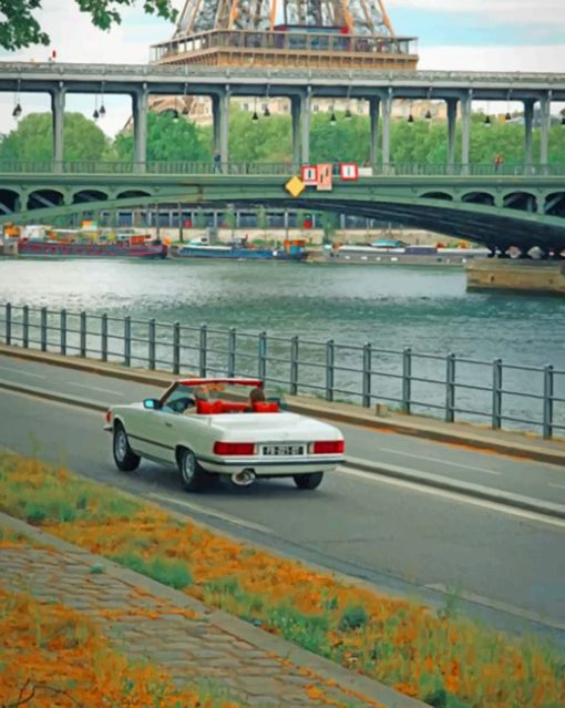 White Convertible Mercedes paint by numbers