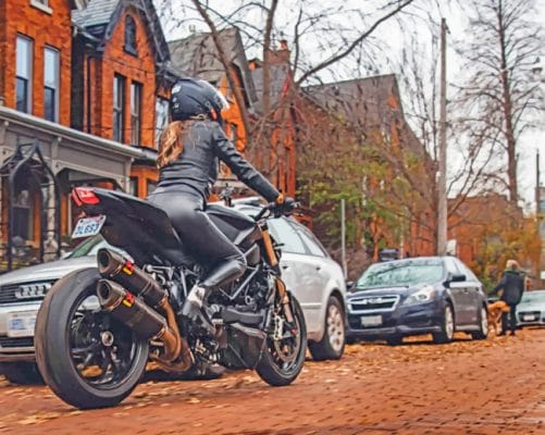 Girl Riding A Motorcycle paint by numbers