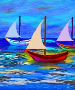 Multi Colored Boats painting by numbers