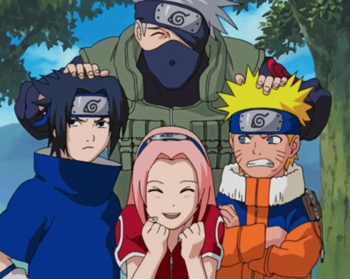 Naruto Sasuke And Sakura And Kakashi paint by numbers