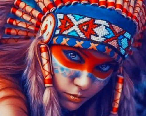 Close Up Native American Girl painting by numbers