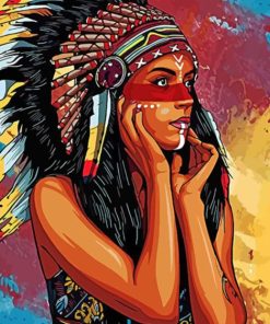 Colorful Native Indian Woman paint by numbers