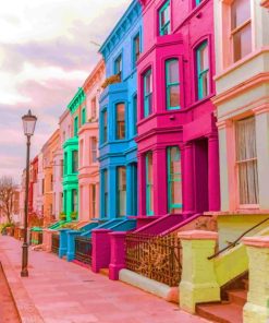 Colorful Victorian Terraced Houses painting by numbers