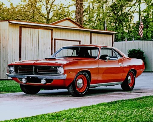 Orange Cuda 1970 paint by numbers