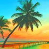 Palm Tree Silhouette At The Beach paint by numbers