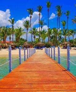 Palm Trees And Board Walk paint by numbers