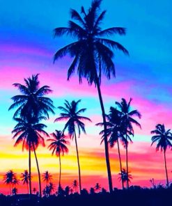 Palm Trees At Sunset paint by numbers